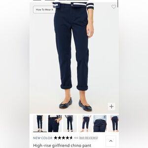 NWT j crew high rise girlfriend chino pant size 28 navy